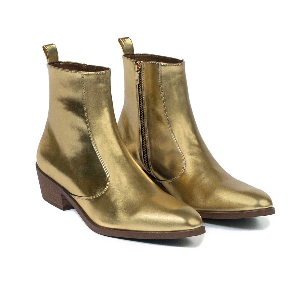 Straight To Hell Men's Vegan Richards Gold Boot 8.5 Chelsea Beatle Winklepickers